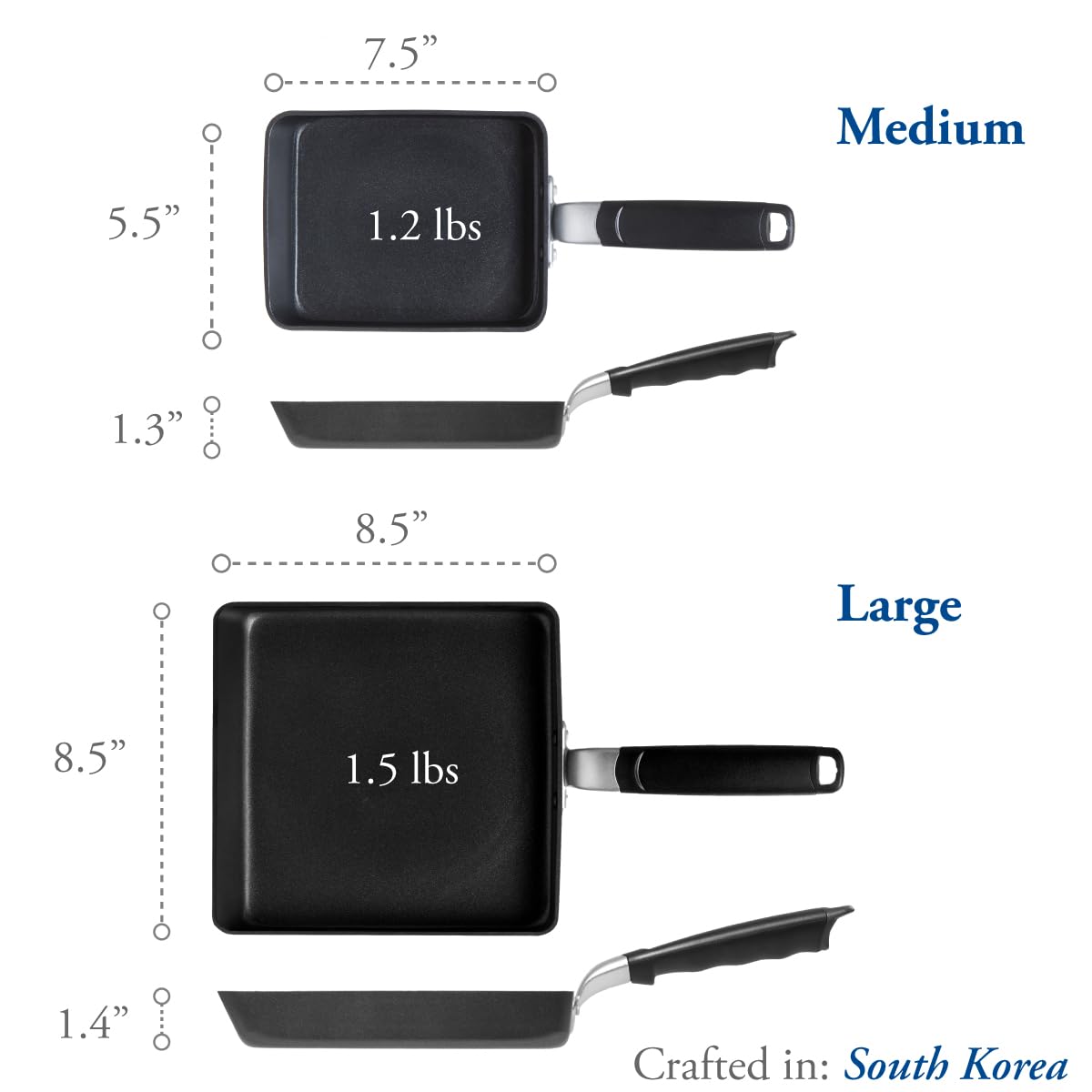 TECHEF - Tamagoyaki Japanese Omelette Pan/Egg Pan Skillet, PFOA-Free, Dishwasher Safe, Induction-Ready, Made in Korea (Black/Medium)