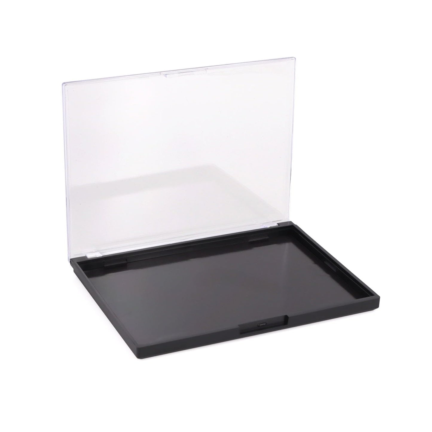 AJLTPA Magnetic Makeup Palette with Clear Top, 3Pack Empty Eyeshadow Pan Dispensing Storage Box with 60Pcs Adhesive Metal Stickers for DIY Cosmetics Lipstick Blush Powder, Grey, Palette - 5.7"x4.3"