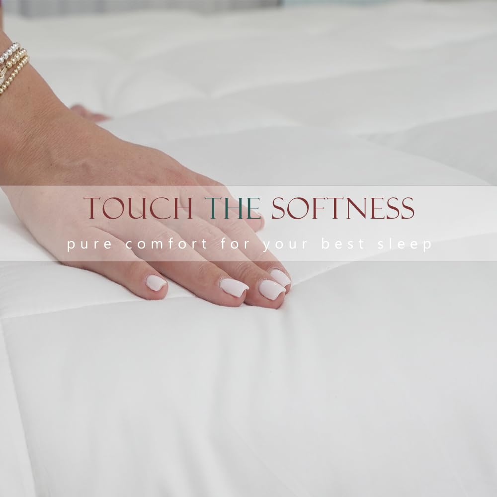 ACCURATEX Lightweight Duvet Insert King Size - Summer Bedding Comforter - 250GSM Filled Thin Duvet - Soft & Breathable, Quilted Comforters with 8 Tabs,White,King 104x90 Inches
