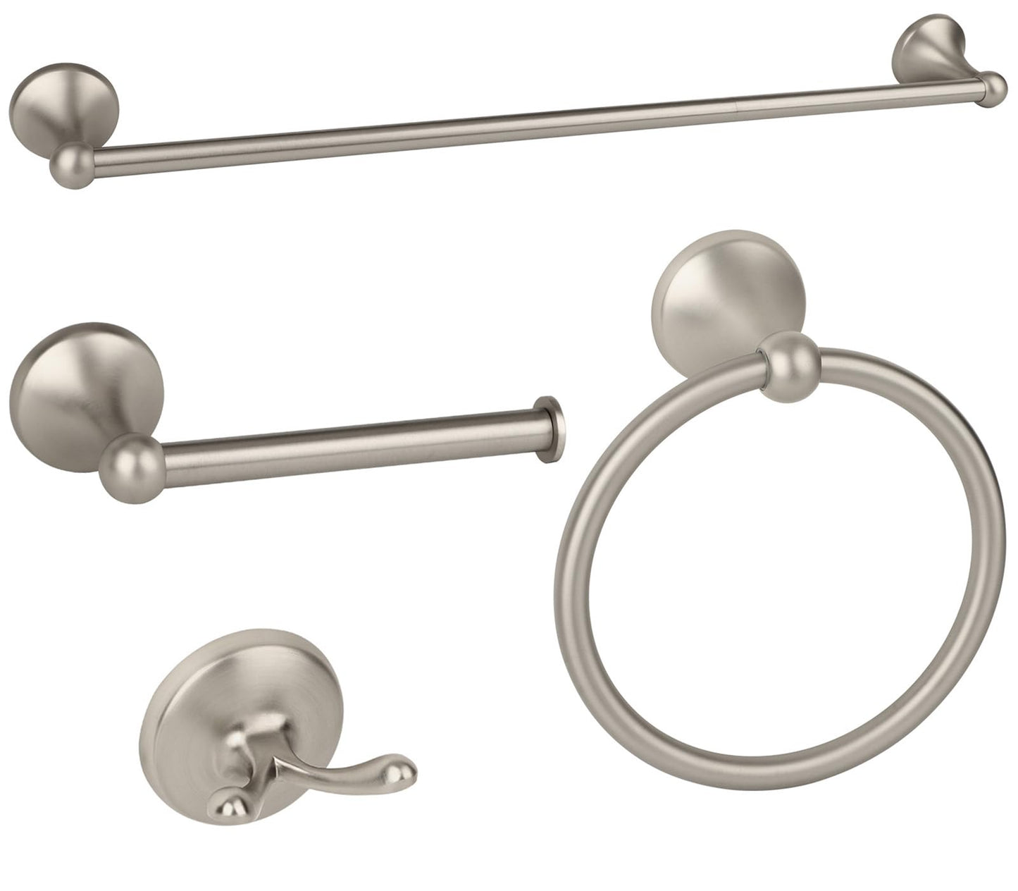 Ntipox 4-Piece Brushed Nickel Bathroom Hardware Accessories Set, 24 Inch Towel Bar Set,Toilet Paper Holder,Towel Rack, Bathroom Towel Holder