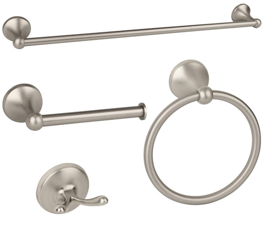 Ntipox 4-Piece Brushed Nickel Bathroom Hardware Accessories Set, 24 Inch Towel Bar Set,Toilet Paper Holder,Towel Rack, Bathroom Towel Holder