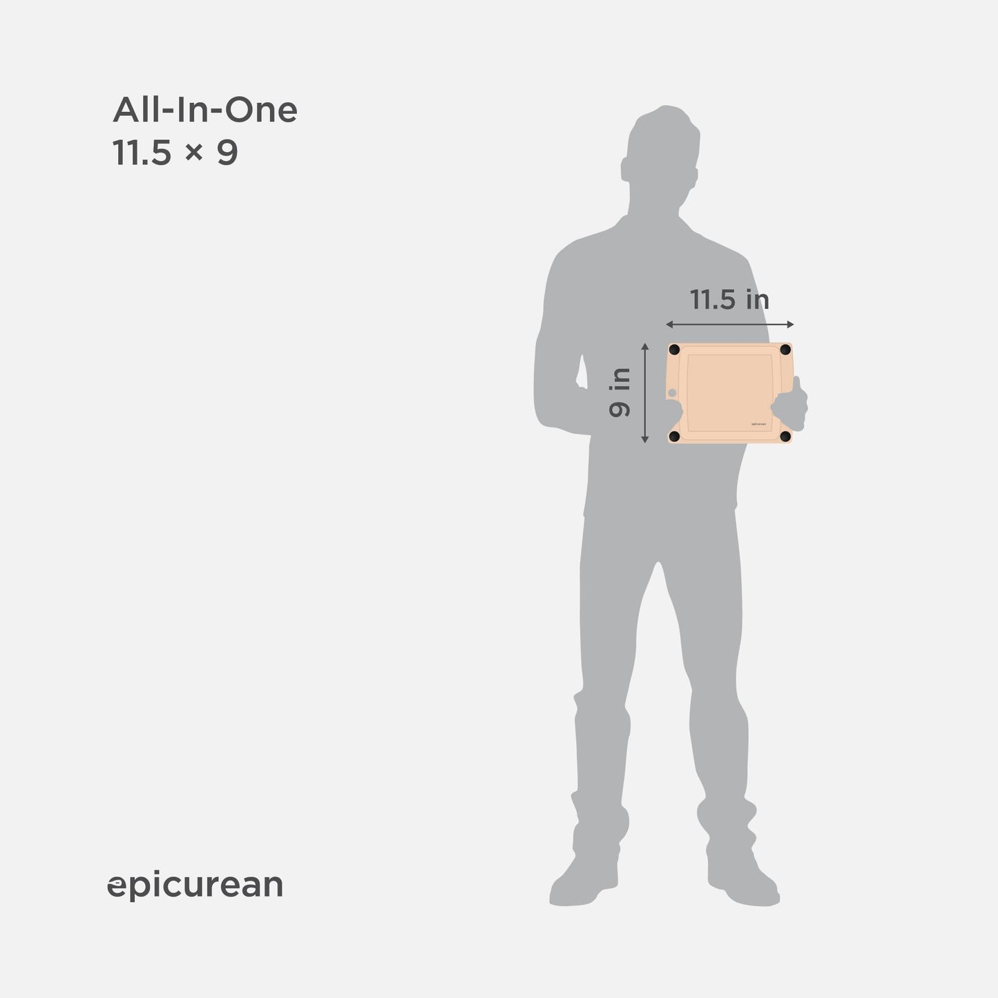 Epicurean All-in-One Cutting Board with Non-Slip Feet and Juice Groove, 11.5" × 9", Natural/Black