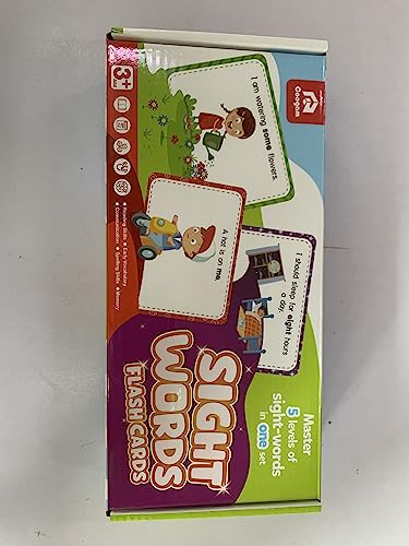 Coogam Sight Words Educational Flashcards - 220 Dolch Sightwords Game with Pictures & Sentences,Literacy Learning Reading Cards Toy for Kindergarten,Home School Kids