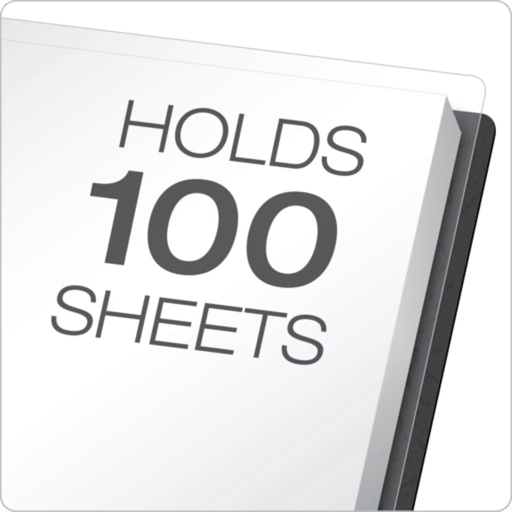 Oxford Duotangs, Clear Front Report Covers, Letter Size, Professional Black, 2-Prong Fasteners, Holds 100 Sheets, 25-Pack for School and Business Presentations
