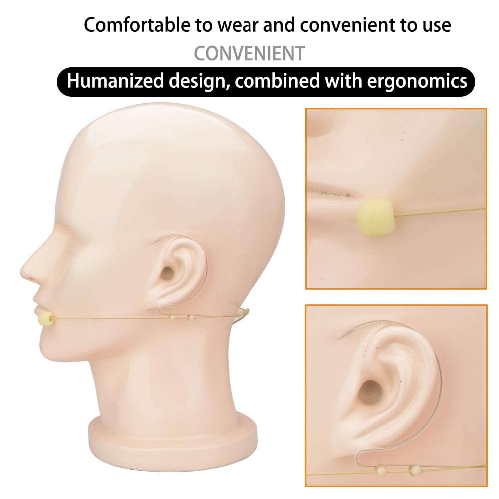 YXG Headworn Earset Over Ear Hanging Mic Low Profile Light-Weight Microphone Compatible with Shure Wireless System Bodypack Transmitter with 1.45m Cable Mini XLR 4 Pin TA4F Plug(Skin Tone), Beige MIC