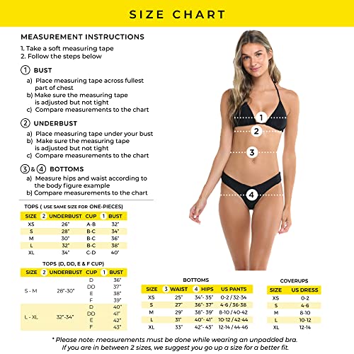 Body Glove Women's Standard Equalizer Medium Support Bikini Top Swimwear, Black, Medium