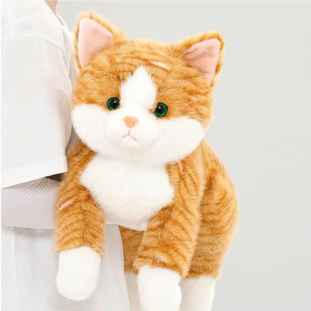 Weighted Stuffed Cat 19" 2Lbs, Realistic Cat Stuffed Animal for Kids and Adutls, Soft Orange Weighted Plush Animal Pillow Toy