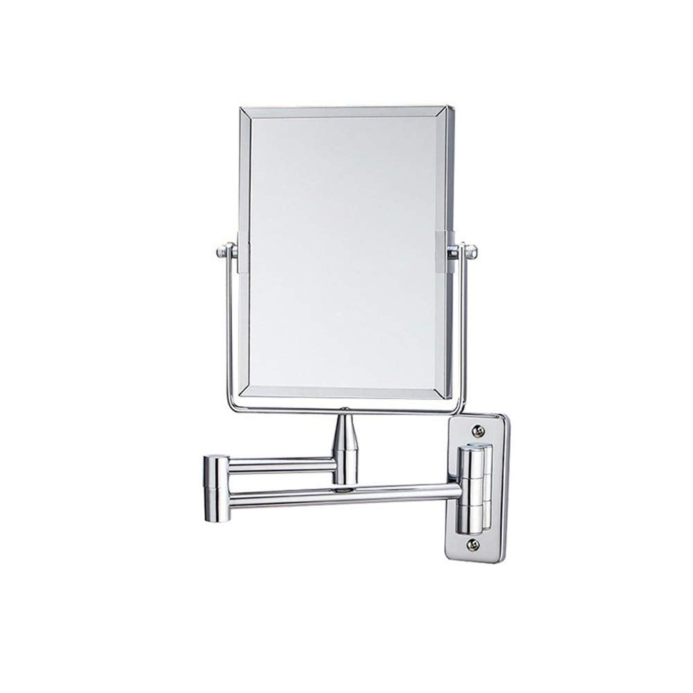 KANG// Bathroom Wall Mirror, Folding Space Aluminum Alloy Telescopic Mirror, Double Sided Shaving Mirror with 3X Magnifier, 39 x 34 cm, Wall Mount, Modern Style