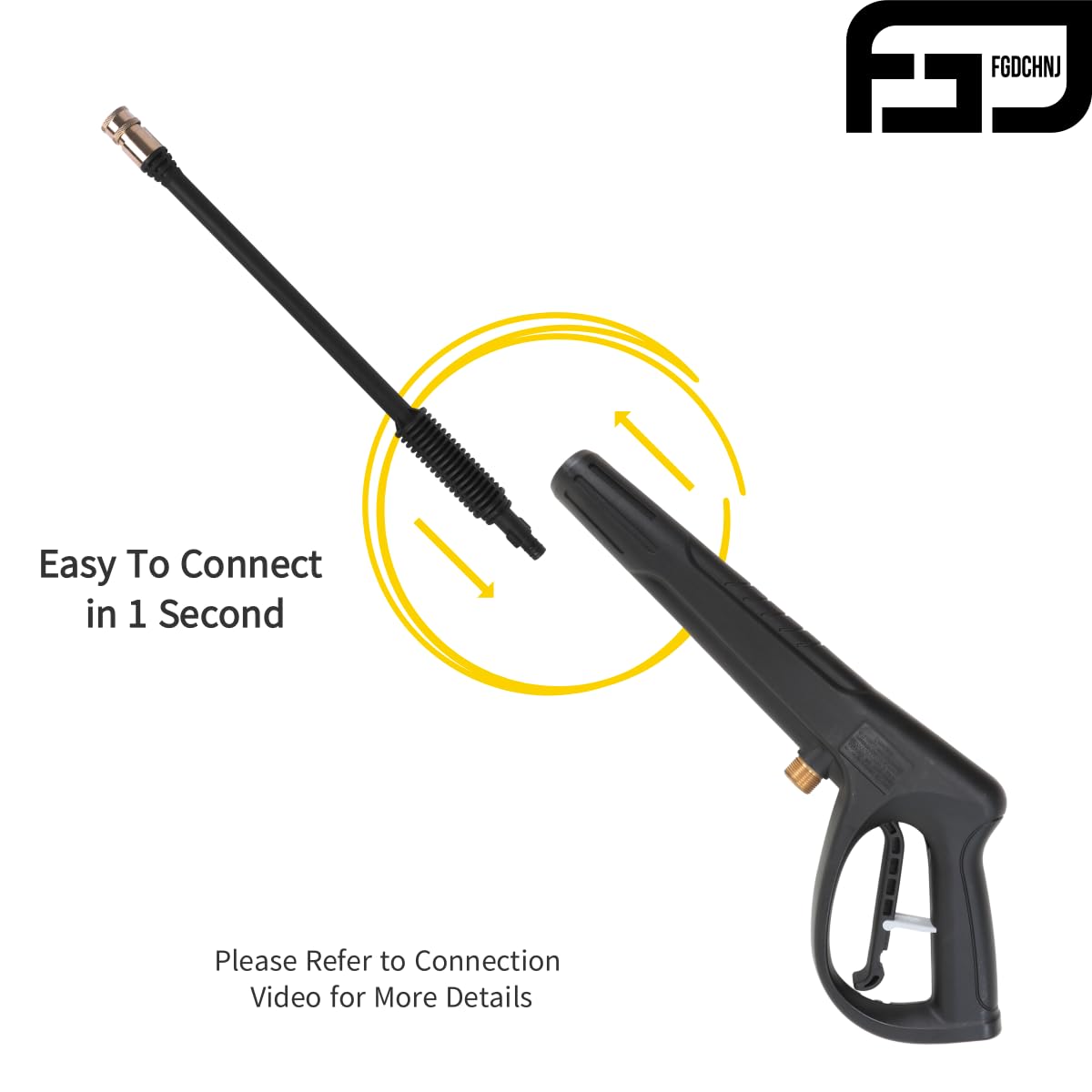 FGDCHNJ Pressure Washer Gun Replacement Power Spray Car Wash Gun with Extension Wand M22-15mm Thread Fitting 5 Nozzle Tips, 2320PSI 6.6GPM Compatible with Simoniz Green Works Karcher Power Washer