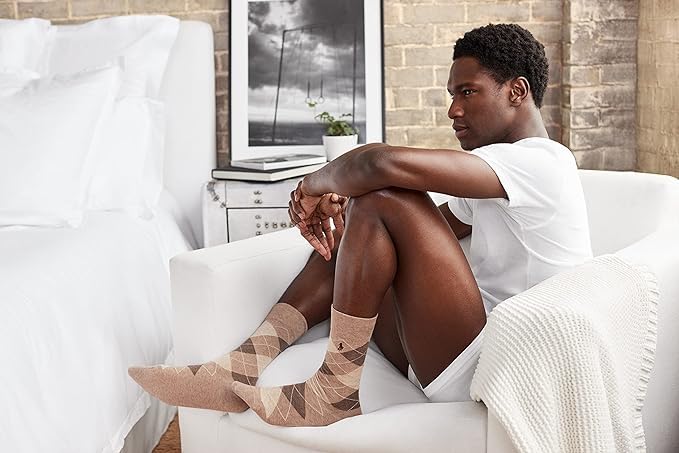 POLO RALPH LAUREN mens Assorted Pattern Dress Crew Socks - 3 Pair Pack - Soft and Lightweight Cotton Comfort, Khaki, 6-12.5