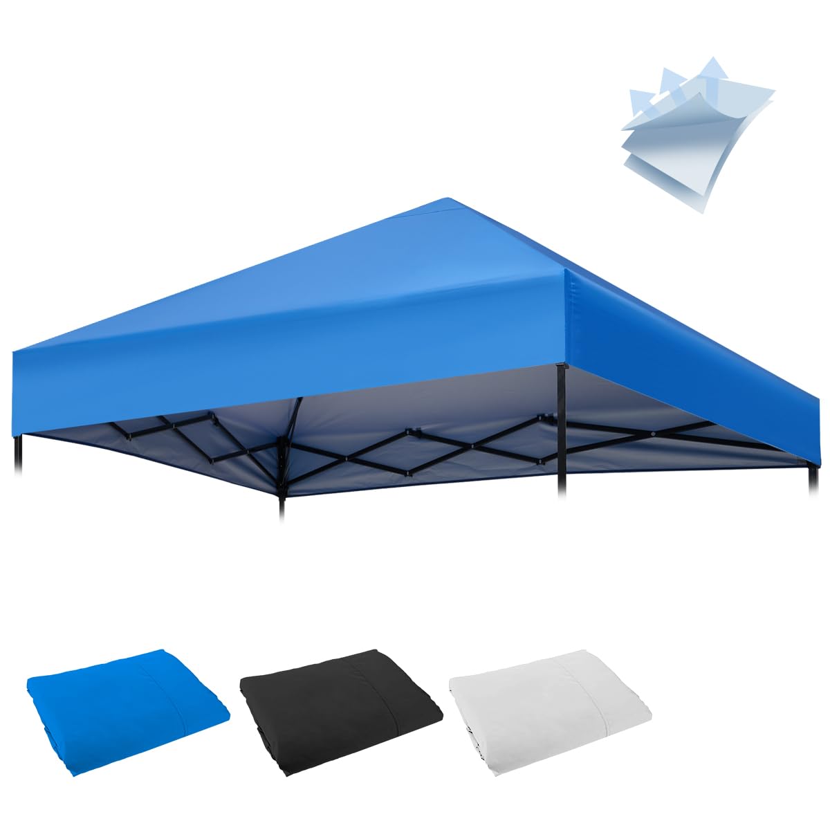 10x10 Canopy Replacement Top for Straight Leg, Pop-up Canopy Tent Replacement Cover, Waterproof Instant Canopy Top Cover with Rope for Garden, Picnic, Camping(Blue)