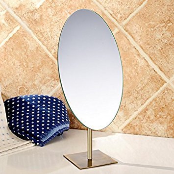 GURUN Tabletop Oval Vanity Makeup Mirror, 7x12 Antique Brass