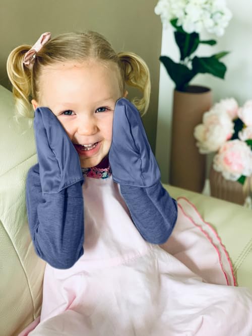 Bamboo Bubby Eczema Mitten Scratch Sleeves | Eczema Treatment Eczema Clothing, Midnight Blue, 5-6YR