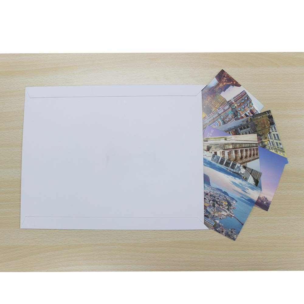 zmybcpack 50 Pack 9X12 inch Self Seal Photo Document Rigid Mailers Stay Flat White Cardboard Envelopes White Photography Mailers for CD, Photos, Document