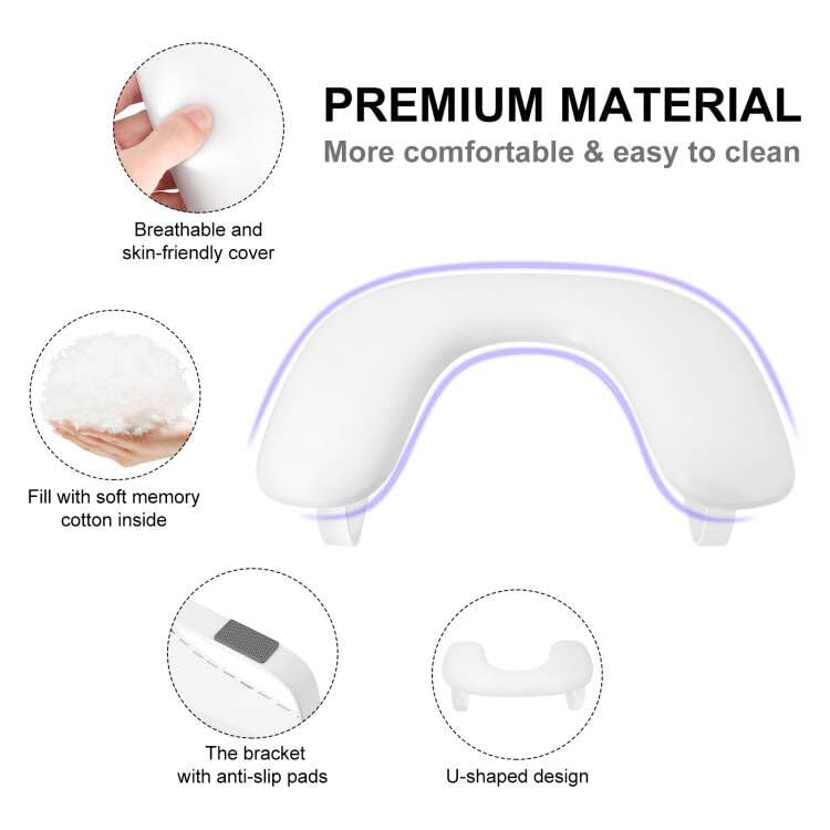 Nail Hand Rest,U Shaped Soft Leather Nail Arm Rest for Nails Tech,Comfortable Nail Art Hand Pillow Cushion with Stable Bracket,Manicure Salon Technician Home Use,Easy to Clean(White)