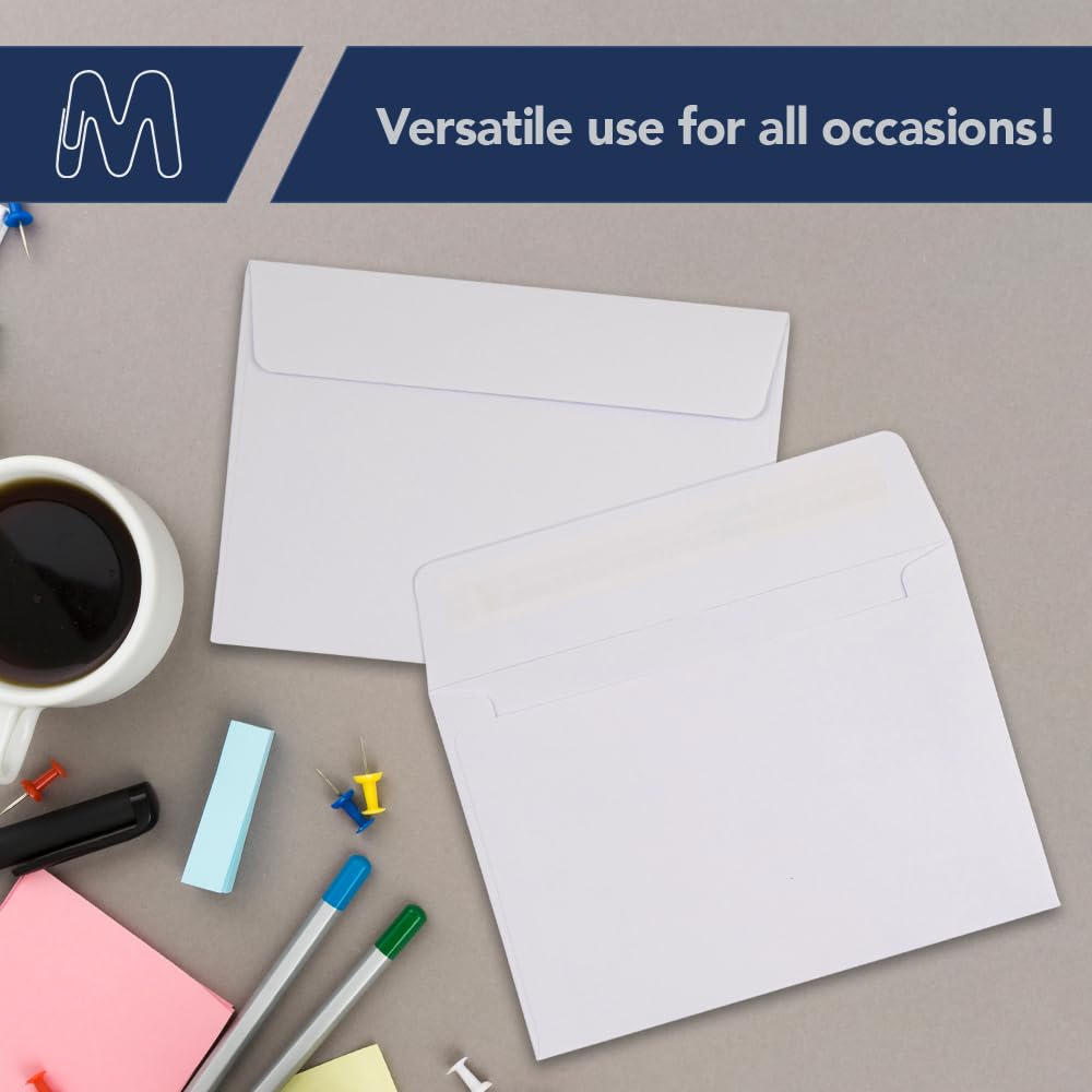 MOS A6 Invitation Envelopes – 4-3/4" x 6-1/2" White Mailing Envelopes Self Seal (500 Count) – 120GSM/ 32LB Bond Heavy Duty – Gift Card Envelopes, Business Envelopes, Card Envelopes, Wedding Envelopes