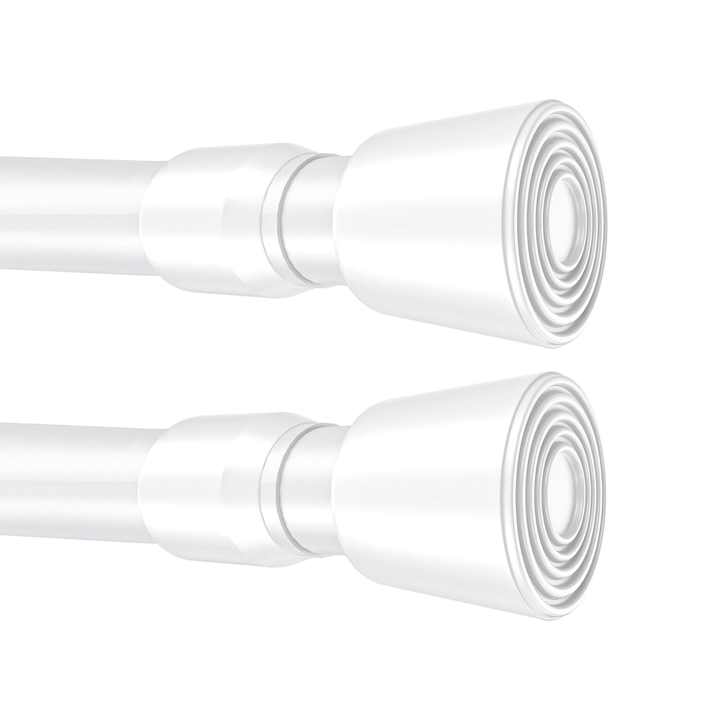Caserry Shower Curtain Rods Pack of 2, 41-75 Inches Rust-Resistance Adjustable Spring No Drilling Tension Rods for Bathroom Kitchen Bedroom and Window, White