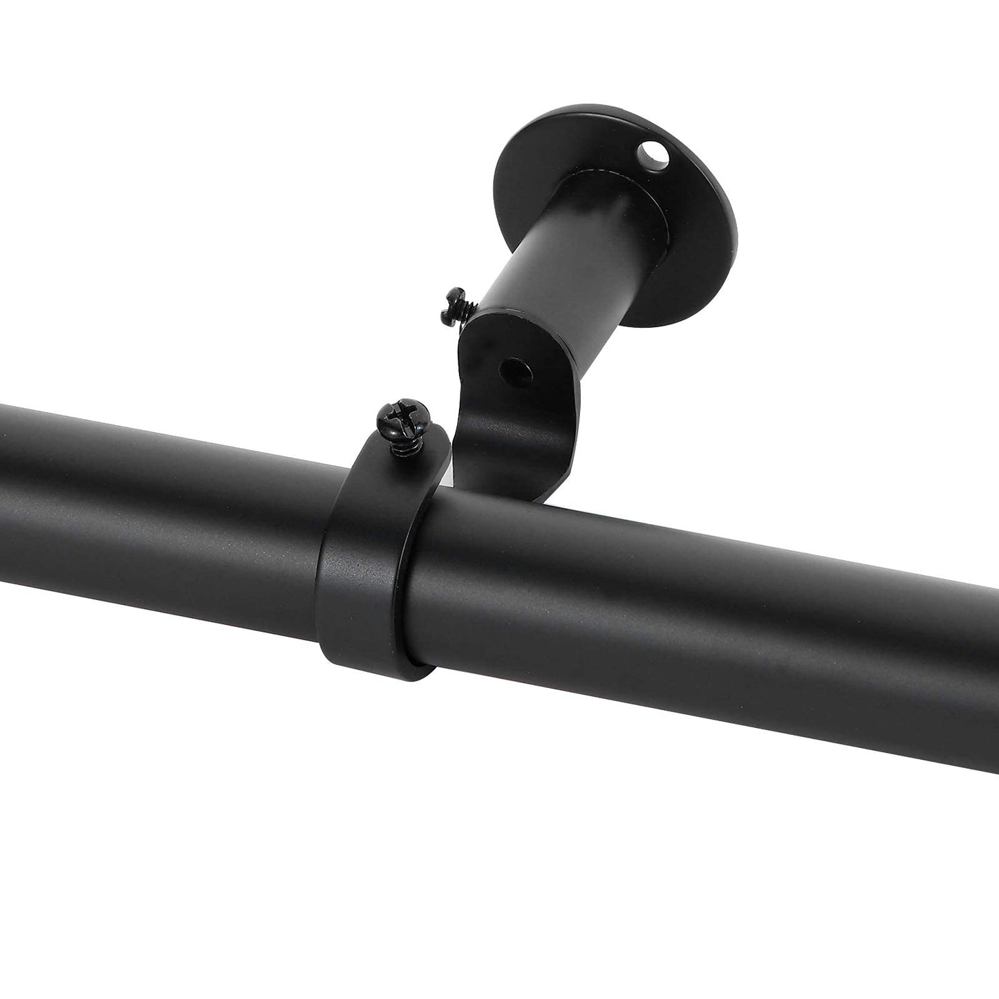 TiMi Wrap Around Window Curtain Rod Room Darking 1 Inch Adjustable Single Curtain Rods Classic, 48 to 84 Inch telescoping Drapery Rod, Black