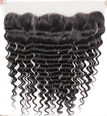 Lace Closure Deep Wave Human Hair 13x4 Ear to Ear HD Lace Frontal 180% Density Free Part Full Lace Frontal Brazilian Virgin hair (13x4 Deep Wave, 22 Inch)