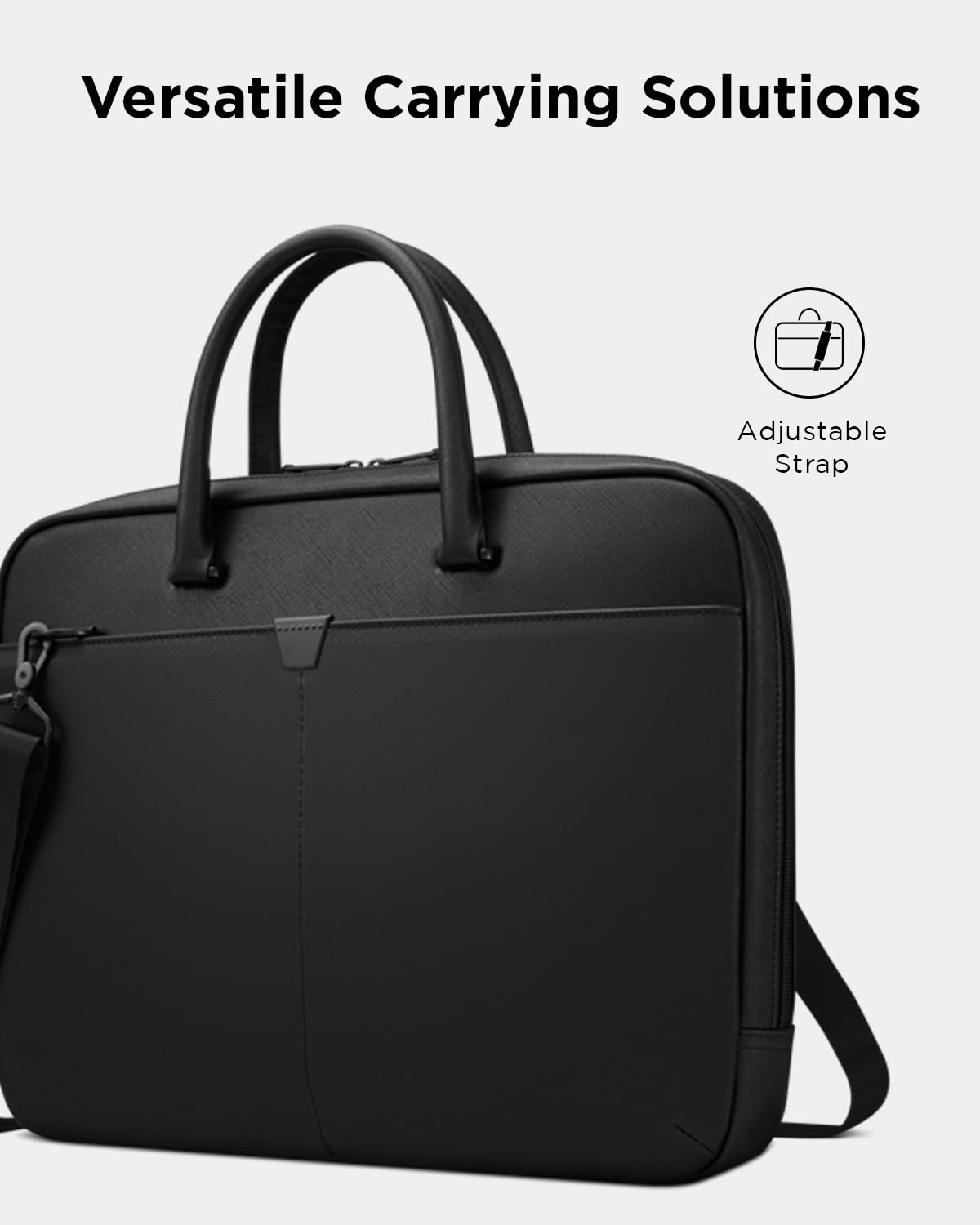 thinkplus 15.6-inch Laptop Bag (T200) - Water Resistant Leather Messenger Bag with Padded Device Compartment – Multi Compartment Professional Handbag with Shoulder Strap for Travel & Business
