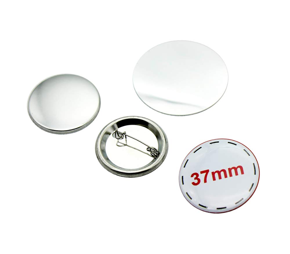 ChiButtons 37mm Metric System Metal Pin Badge Button with Pre-Assembled Pin-Back, Upper Shell & Mylar Film (Official ChiButtons Supplies, 200 Sets)
