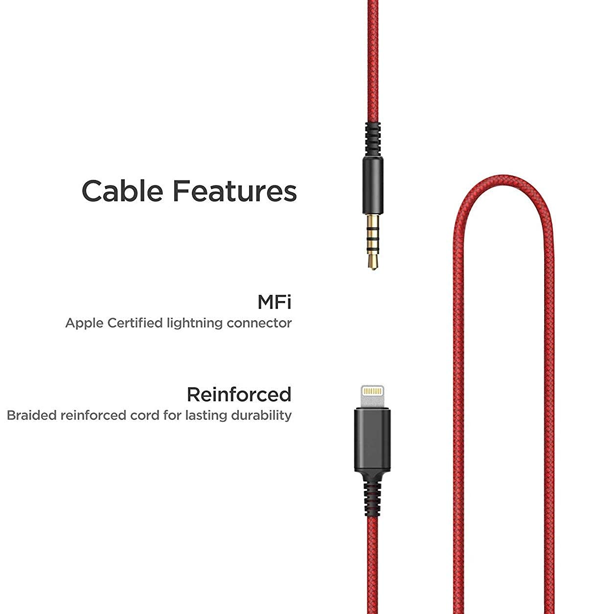 Thore Over Ear iPhone Headphones with Lightning Connector (Apple MFi Certified) - Closed Back Studio DJ Monitor Earphones (50mm Neodymium Drivers) (V200 Black/Red)