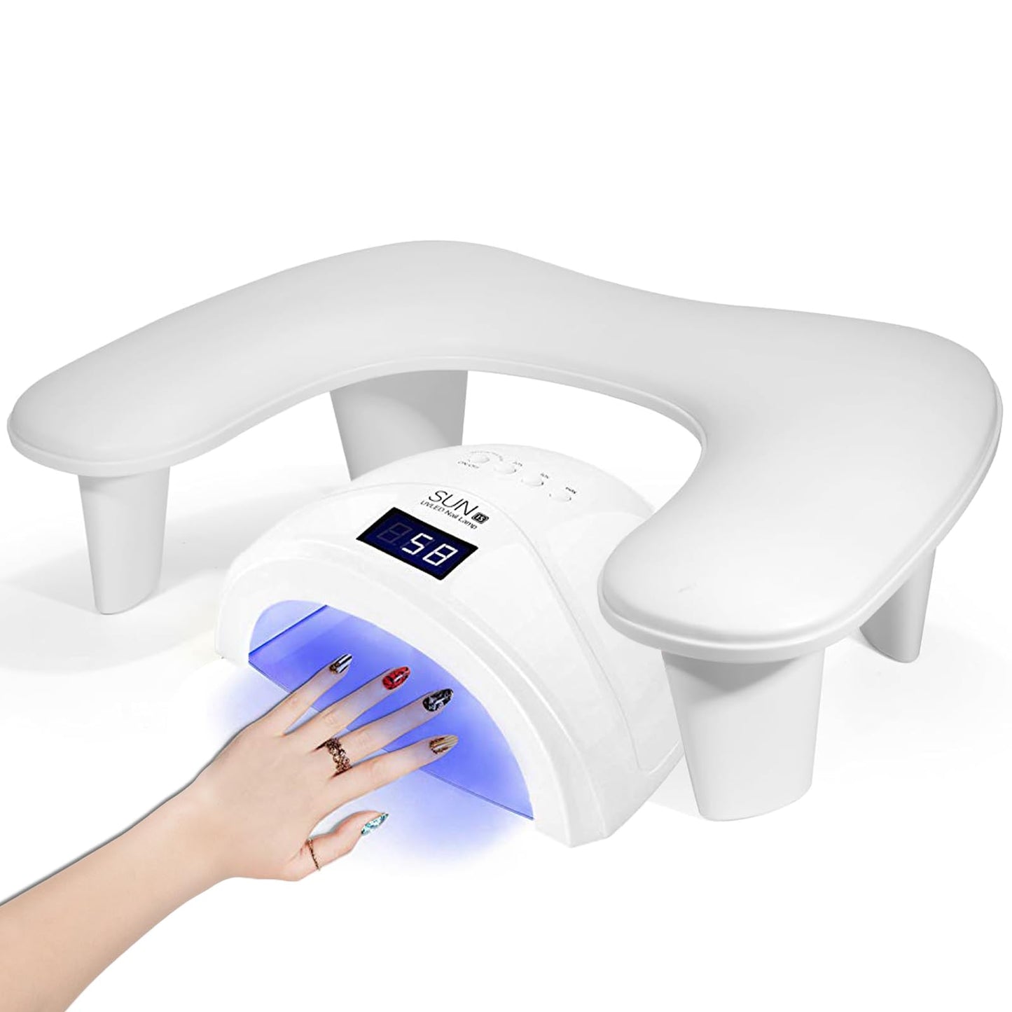 Wexlerey Arm Rest for Nails Tech,U-shaped Manicure Nail Arm Rest Stand Big with Detachable Brackets,PU Leather Hand Rest Pillow Cushion(White)