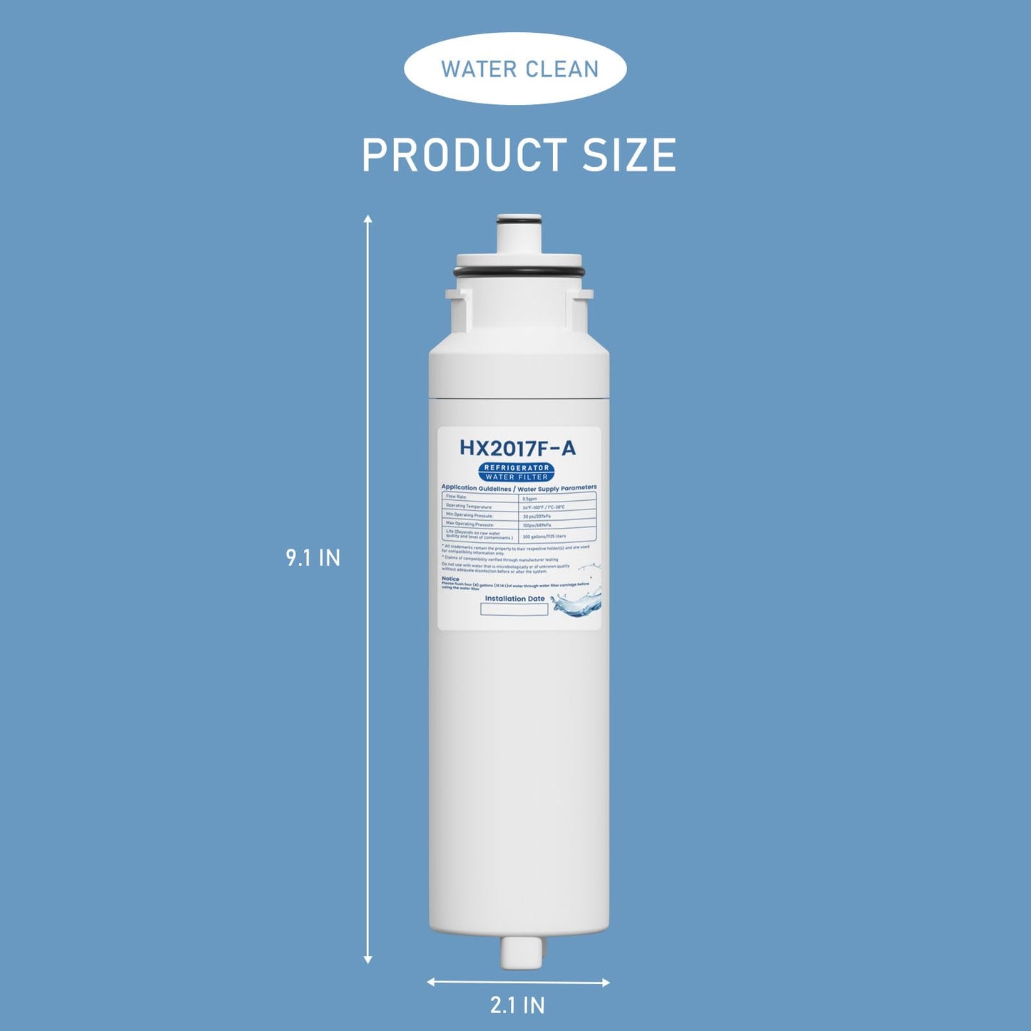 HX2017FR-A HX2017F-A Water Filter Cartridge Compatible with Hisense HRF266N6CSE1, HRF266N6CSE, HRF209N6CSE, HRF254N6TSE, HRF254N6DSE Twist-In Models, 3 Packs