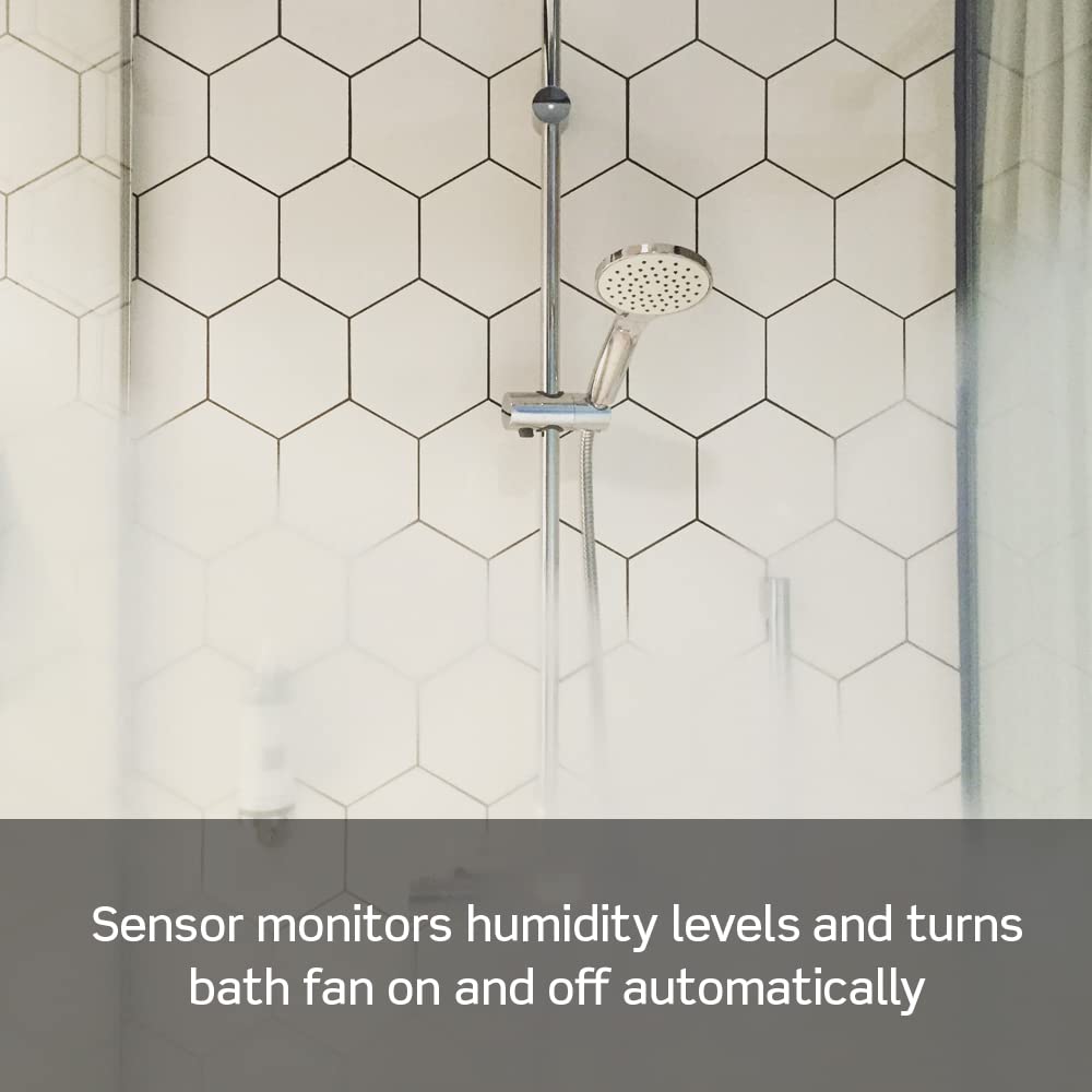Leviton Humidity Sensor Switch for Bathroom Exhaust Fan, automate Ventilation, air Circulation, Moisture Control, ¼ HP, Single Pole, DHS05-1LW, White