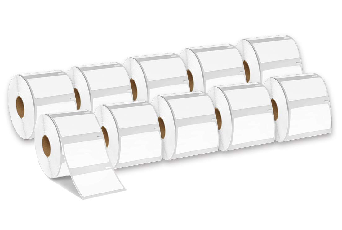 [10Rolls, 1000/Roll] Dymo 30334 Compatible 2-1/4" x 1-1/4" (57mm x 32mm) Medium Multipurpose/Barcode/FBA Labels - Compatible with DYMO Labelwriter 450, 4XL,Zebra Desktop and Rollo Printers