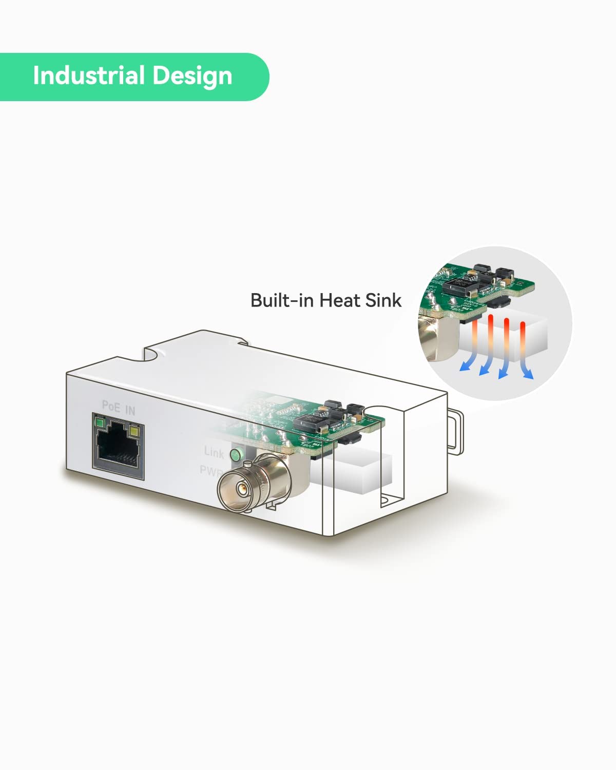 LINOVISION POE Ethernet Over Coax EOC Converter Max 1000m Power and Data Transmission Max100Mbps Over Regular RG59/6 Coaxial Cable for Upgrading to IP Surveillance System in Elevator/School/Cinema etc