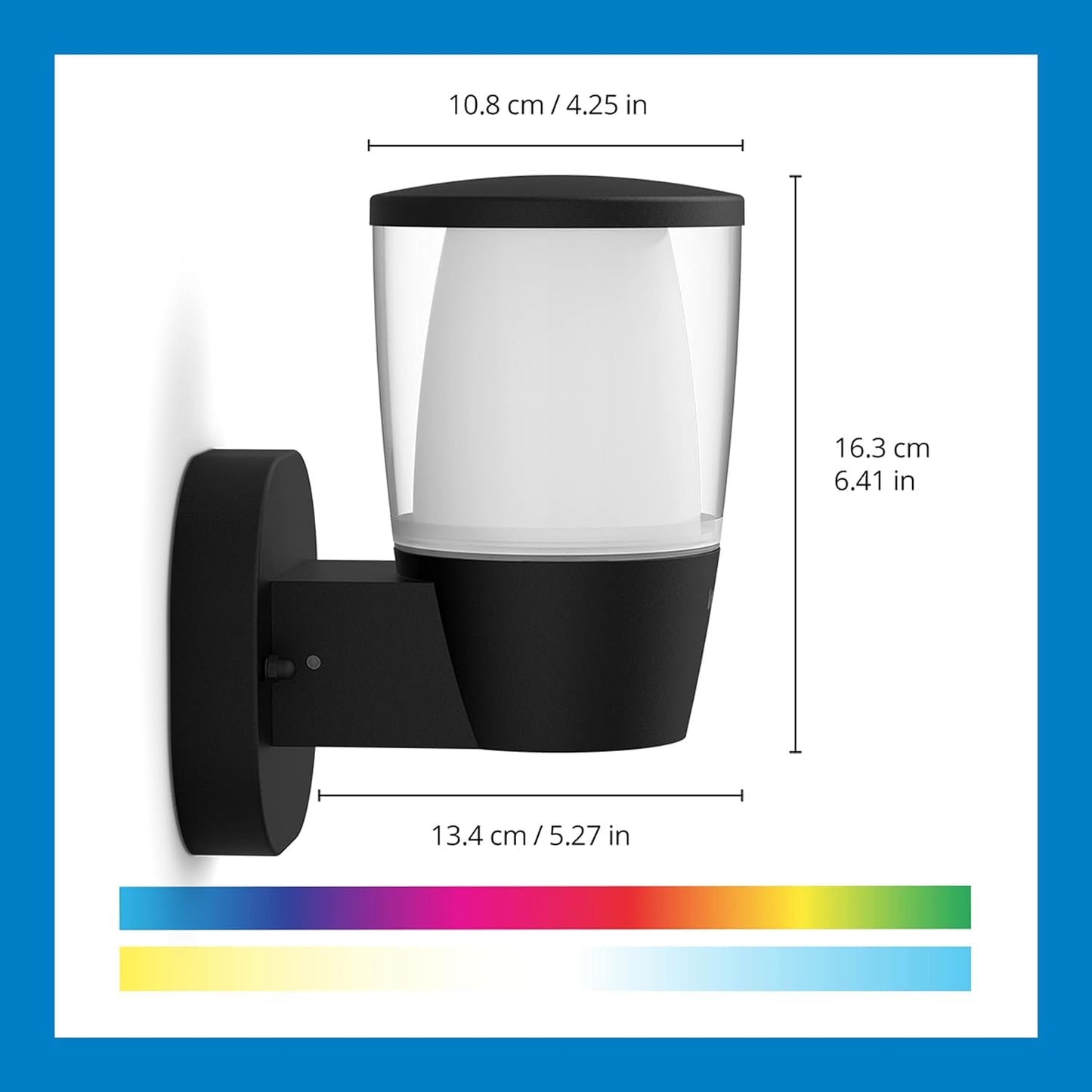 WiZ Connected Outdoor Light Fixture - Smart Wi-Fi Wall Light - Outdoor LED Porch Light - 16 Million Colors - Compatible with Alexa, Google Assistant - Bluetooth Compatible - No Hub Required - 1 Pack