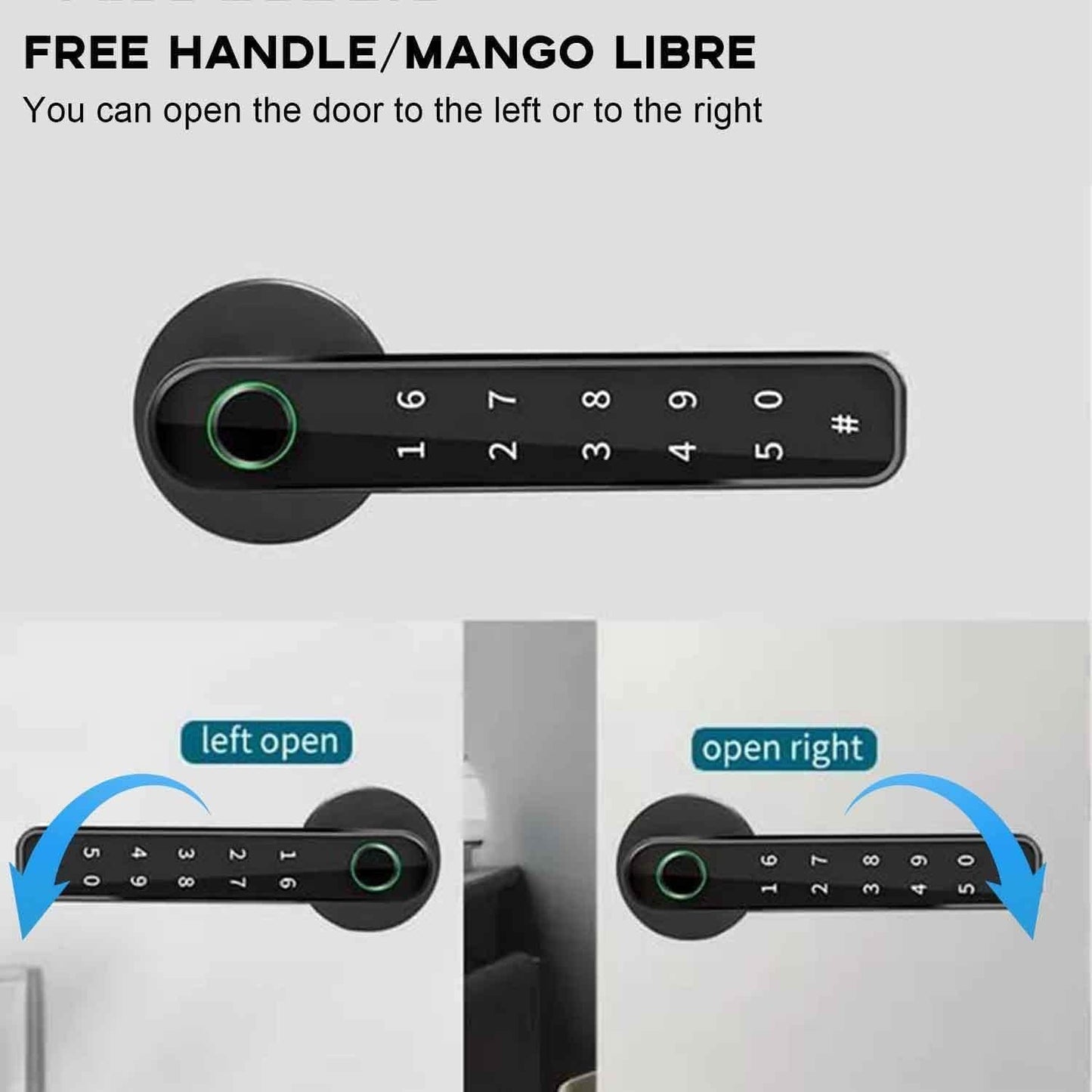 Smart Lock - Smart Door Lock 5 in 1, Keyless Entry Door Knob with APP/IC Card/Digital Code/Backup Keys/Fingerprint, Electronic Keypad Lock Remote APP Control, Reversible Handle