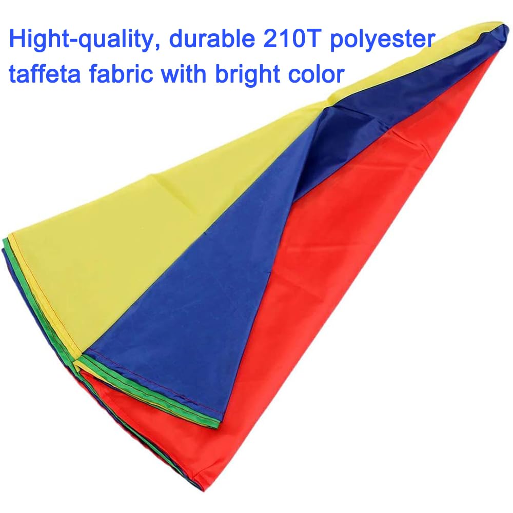 AMYESE 13ft Rainbow Parachute with 20 Handles for Kids Outdoor Party Games, Team Building Play Parachute Group Cooperative Team Game Toy, Family Get-Together Entertainment