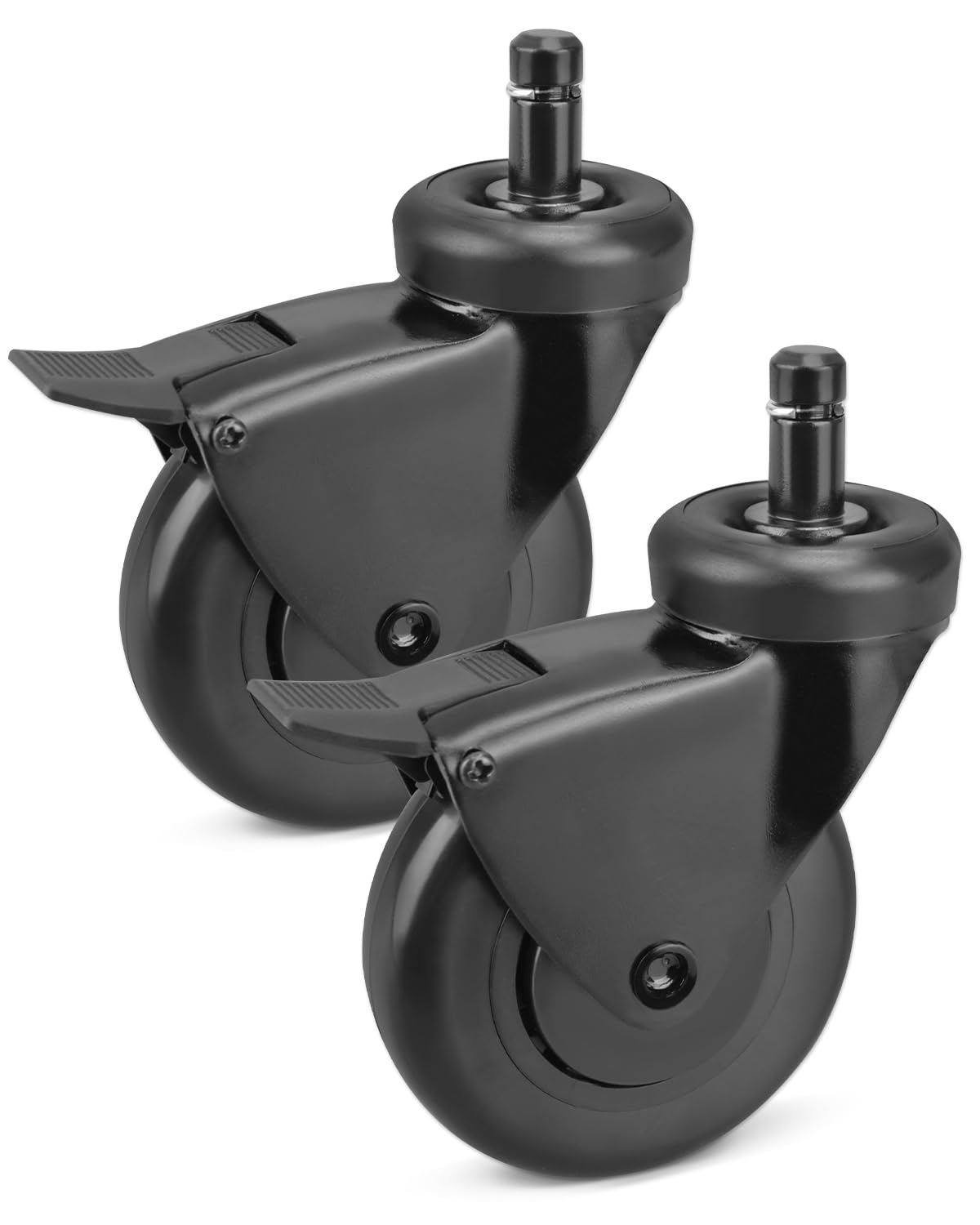 YIGUCS 3" Rubber Heavy-Duty Grill Wheel Fit for Traeger Pellet Grills Replace HDW302 Caster Wheel with Brake 2Pcs