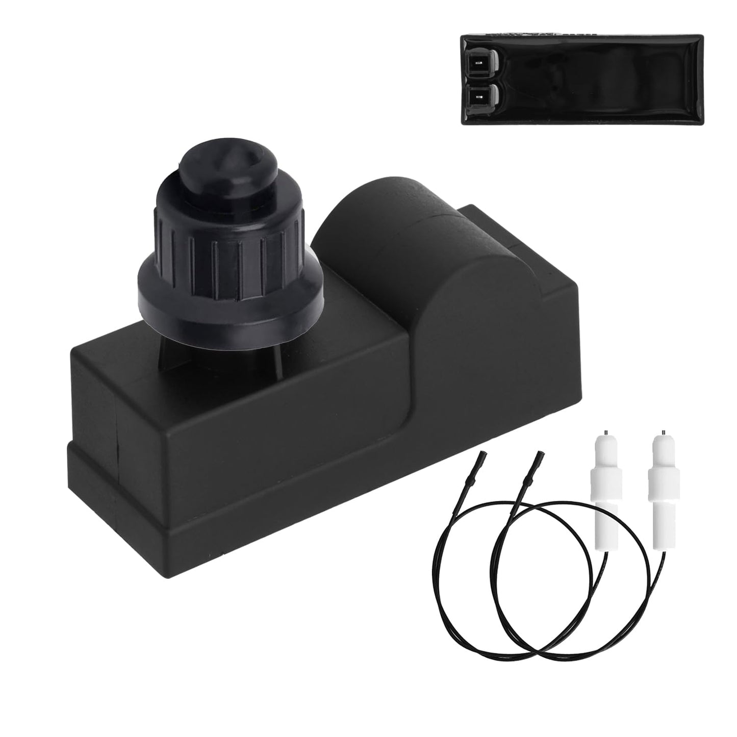 DHLG-12 BBQ Igniter Kit Replacement Parts for Broil King, 2 Male Outlet AAA Battery Spark Generator Push Button Ignitor and 04831 Ceramic Electrode with Wire for Broil King BBQ Igniter