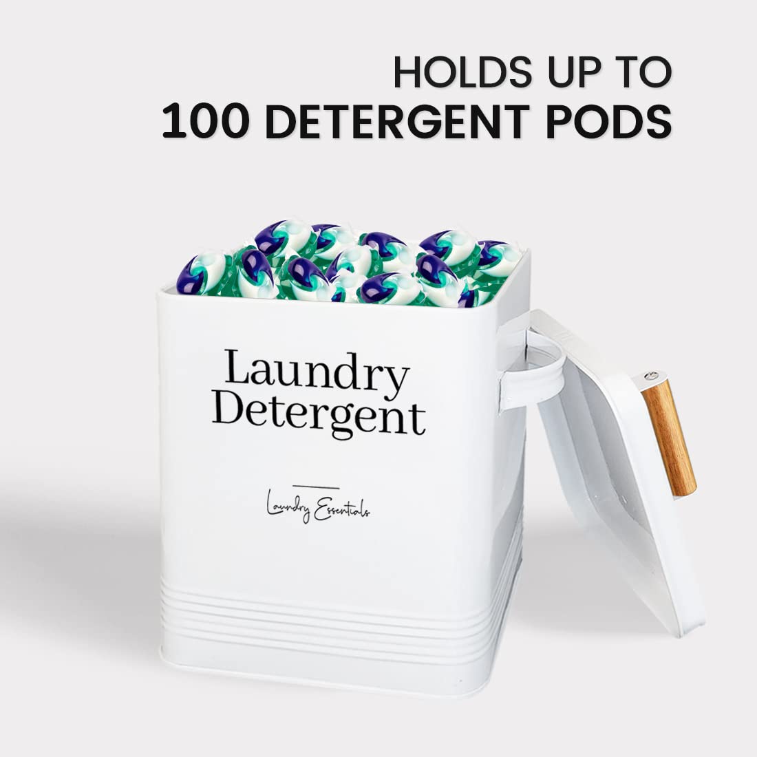 Simplation Laundry Detergent Container, Modern Farmhouse Storage Box for Laundry Room Decor and Accessories (White, 11 x 7 x 6 inches, 144 oz)