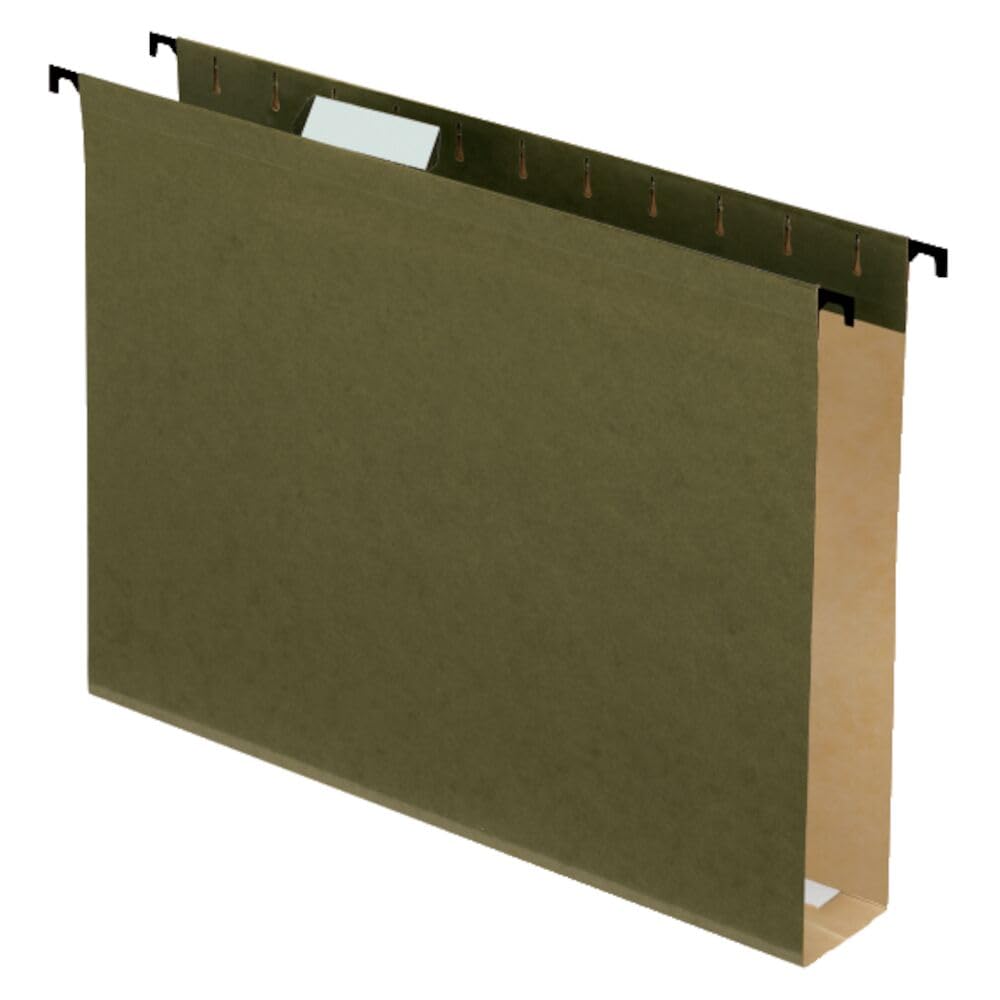 Pendaflex Hanging File Folders, SureHook Reinforced Extra Capacity, Legal Size, Standard Green, 2" Expansion, Durable Plastic-Laminate Strips, Pressboard Insert, Easy Access Dispensing Box, 20/Box