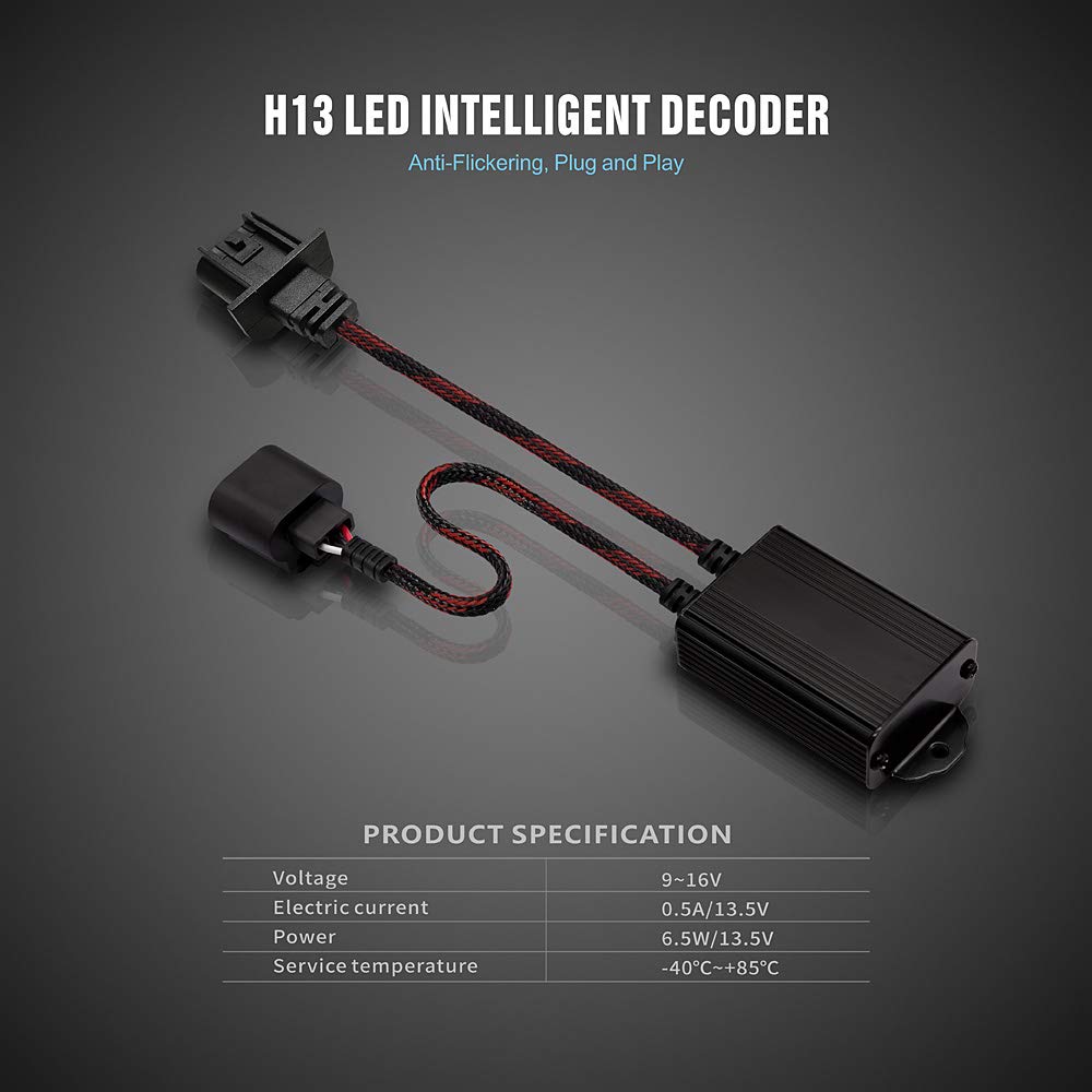 SIR IUS LED Canbus Decoder cancel error message fix bulb on and off problem adapter size H13 (9008) pack of 2