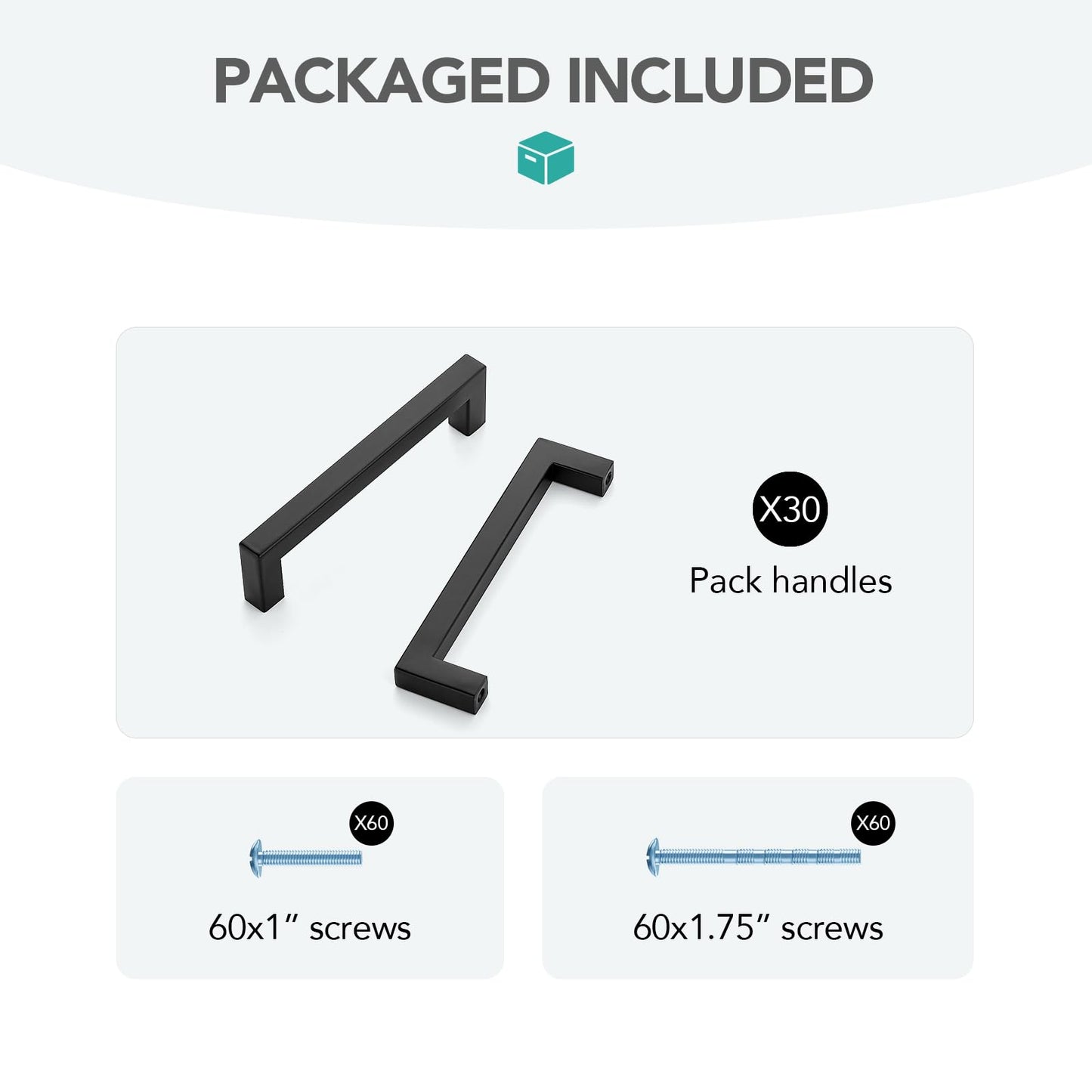 HOME EDIT Matte Black 30 Pack Square Bar Drawer Handles 5 Inch Drawer Pulls Stainless Steel Cupboard Door Handles for Bathroom Cabinet Hardware Kitchen Cabinet Handles
