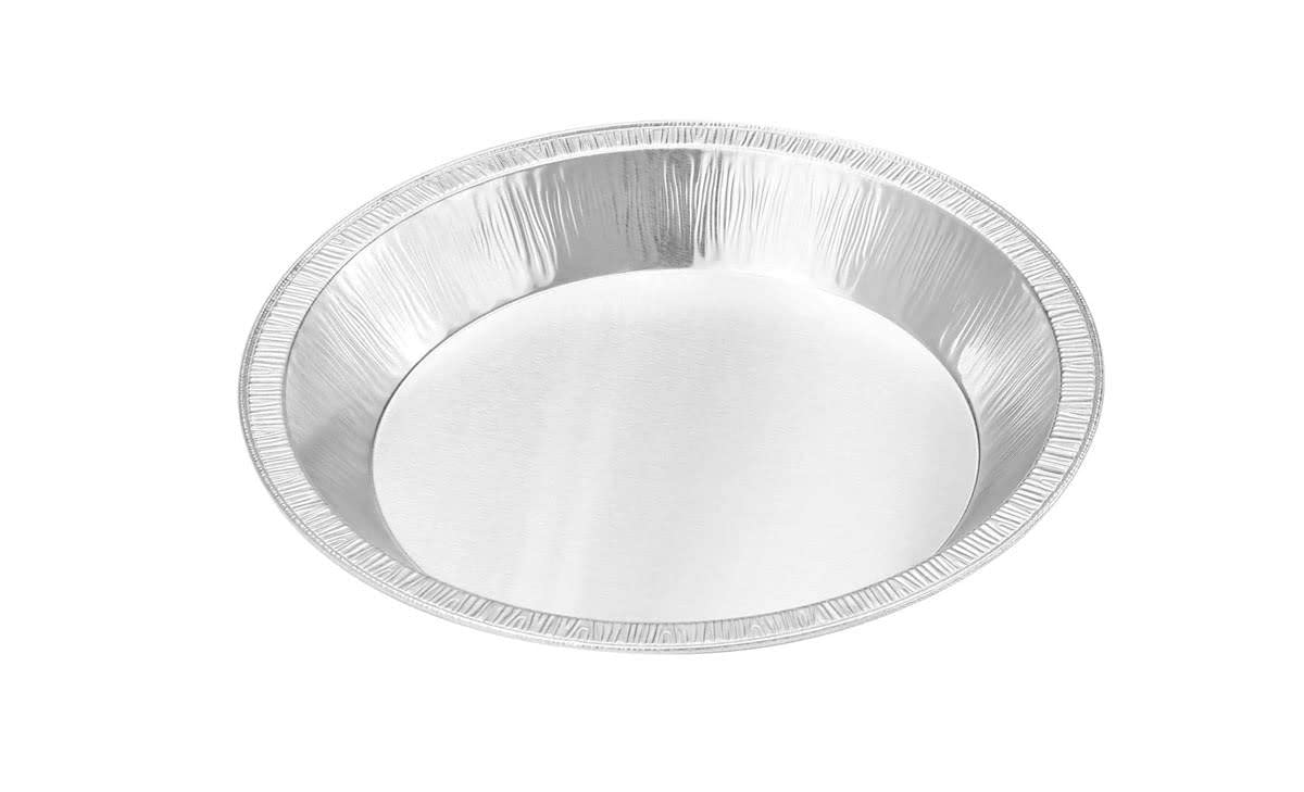 KitchenDance 9 Inch Pie Tins - Premium Disposable Pie Pans Made from 50 Gauge Recyclable Aluminum - Smooth Wall Design for Pies and Dinners - Efficient Baking - 922 (50, Silver)