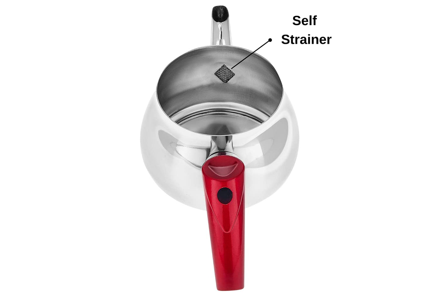 Turkish Teapot Set Stainless Steel Tea Maker for Stovetop | Double Tea Pot with Strainer | Samovar Style Tea Kettle Water Heater (Mini with Red Handles)