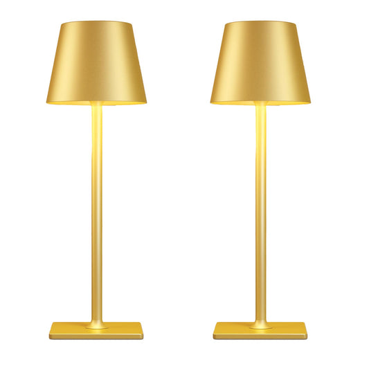 2 Pack Gold Rechargeable Table Lamps,Cordless Lamp with 6000mAh Battery Operated,Wireless Lamp for Restaurant Home Dinner Dining Kitchen Outdoor Patio,Waterproof & Portable