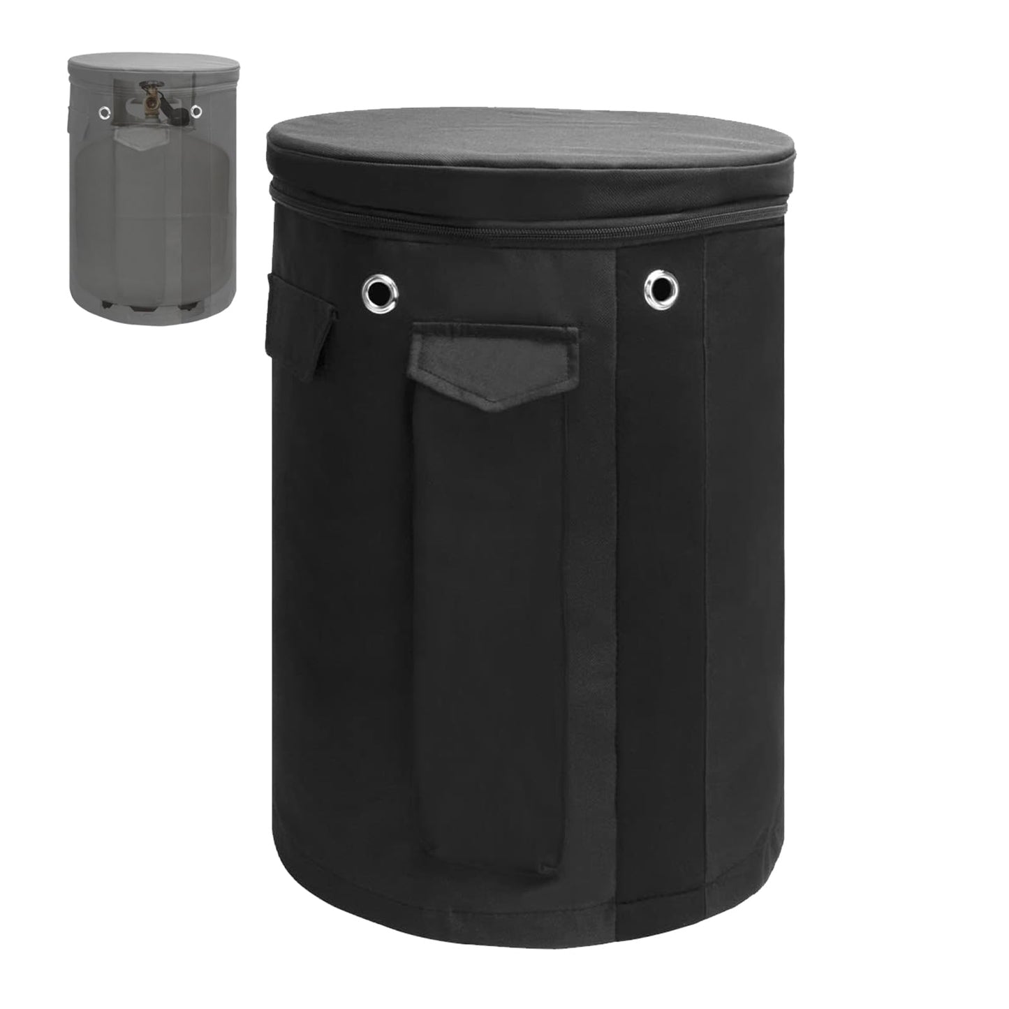 Propane Tank Cover for Standard 20lb Tank Cylinder, Heavy Duty 600D Waterproof Propane Cover with Side Flip Flap for BBQ Gas Grill Tank Cylinder Tank Cover Gas Cylinder Cover