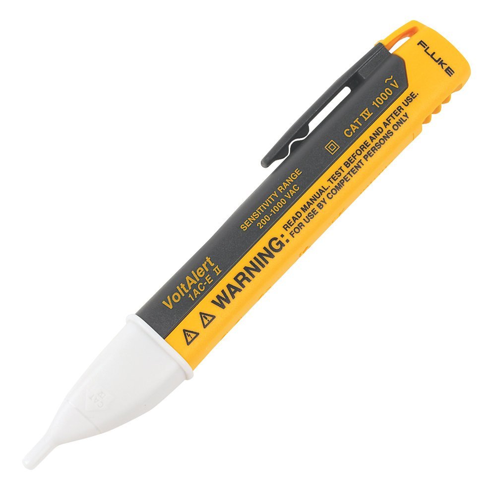 Fluke 1AC-A1-II VoltAlert Non-Contact Voltage Tester, Pocket-Sized, Voltage Detection Range 90 V to 1000 V AC, Audible Beeper, Silent Mode, Includes Batteries And 2 Year Warranty, CAT IV 1000 V Rating