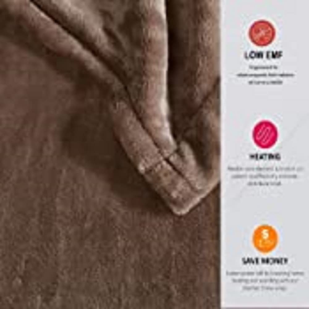 Beautyrest Heated Electric Blanket for Cold Weather, Fast Heating Heated Blanket, Auto Shut Off, Virtually Zero EMF, Multi Heat Setting, UL Certified, Mink Queen (90 inx84 in)