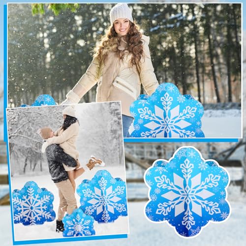 Beeveer 3 Pcs 18"-39" Winter Snowflake Frozen Party Decoration 3D Blue Snowflake Cardboard Cutout Stand-up Wonderland Christmas Backdrop Photo Prop Stand up Cutout for Winter Xmas Party Supplies
