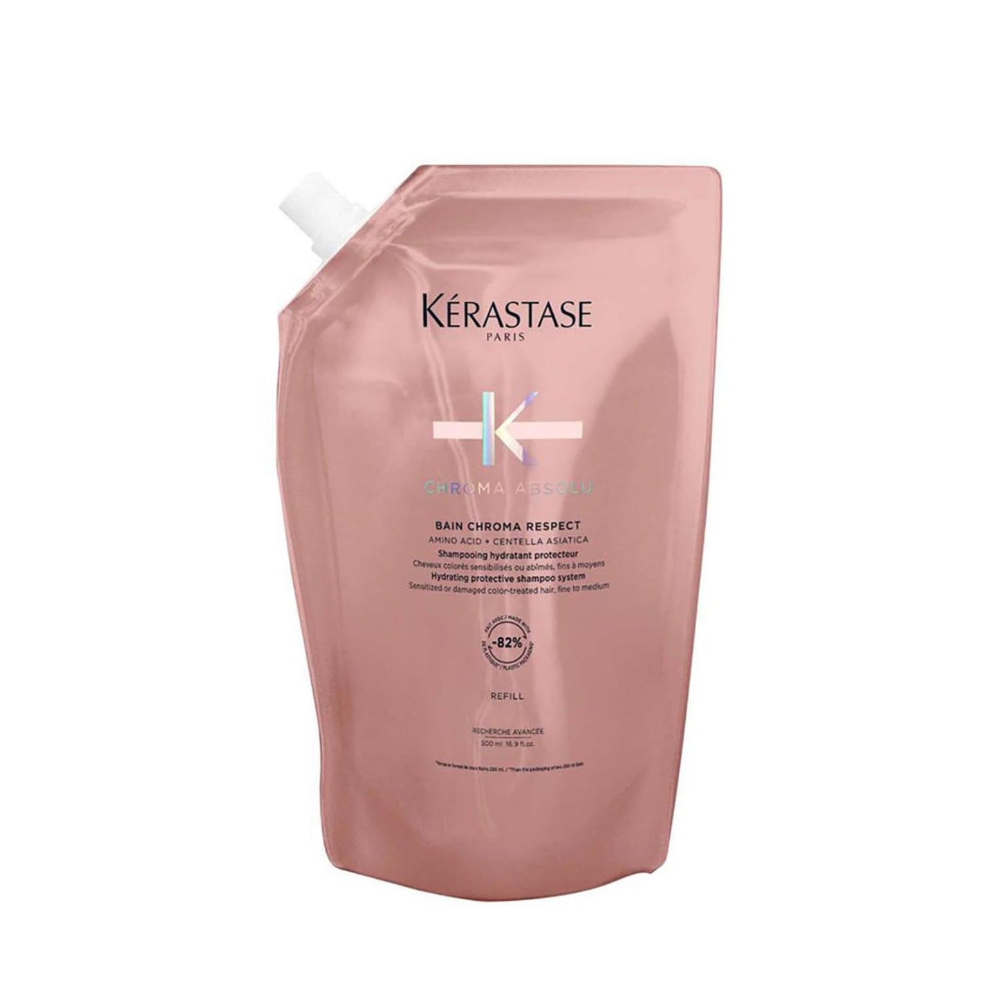 Kérastase Chroma Absolu Bain Chroma Respect, Color Protect Shampoo, For Sensitized or Damaged Color-Treated Hair With Amino Acid and Centella Asiatica, Fine To Medium Hair, Eco-Friendly Refill
