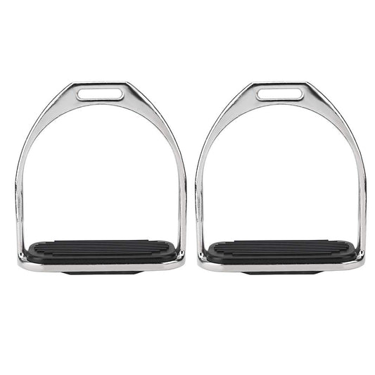 1 Pair Iron Horse Stirrups, 4.8inch Riding Equestrian Plating Iron Horse Stirrups with Black Rubber Horse Mat for Horse Riding Equestrian Accessories