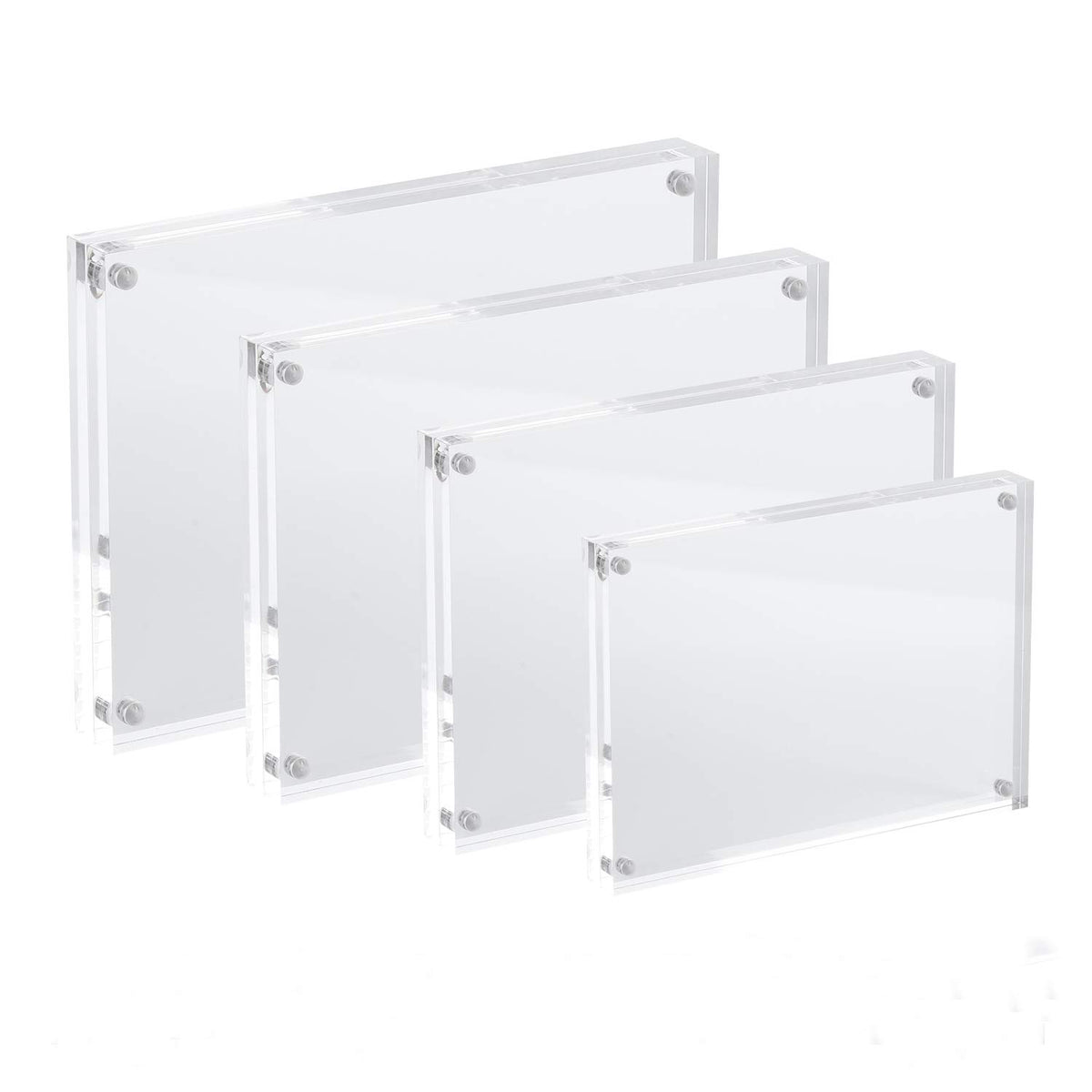 5x7 Acrylic Photo Frame, Magnetic Picture Frames, 10 + 10MM Thickness Stand in Desk Table, Clear (5 Pack)